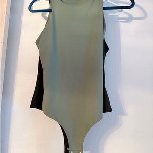 Olive Green and Black One-Piece Bodysuit